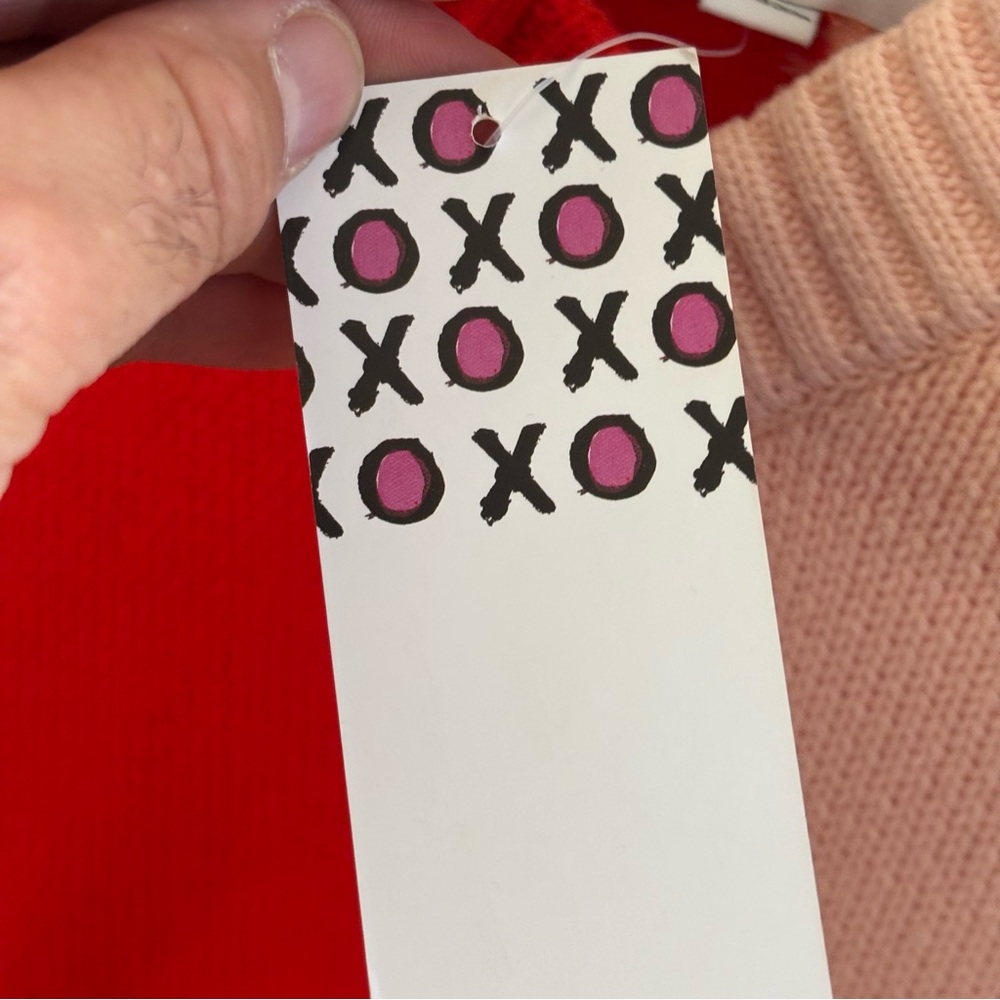 XOKR Kerri Rosenthal Women’s S Heart Colorblock V-Neck Knit Sweater Pullover NWT - Picture 5 of 11